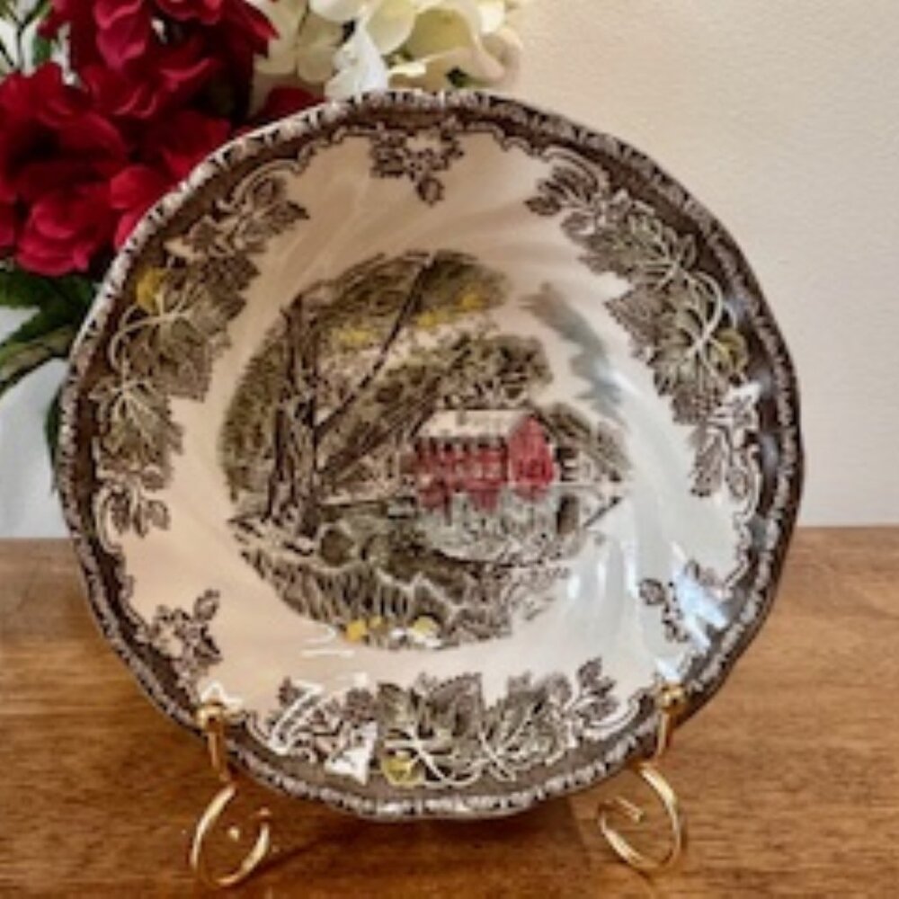 Vintage Johnson Brothers The Friendly Village Ironstone Bowl‎ The Old Mill Scene